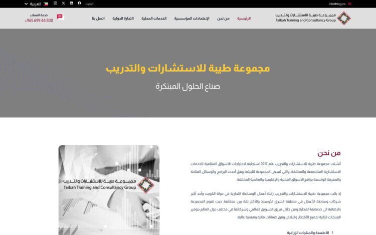 موقع مجموعة طيبة للاستشارات والتدريب على شاشة الكمبيوتر - تصميم توكان