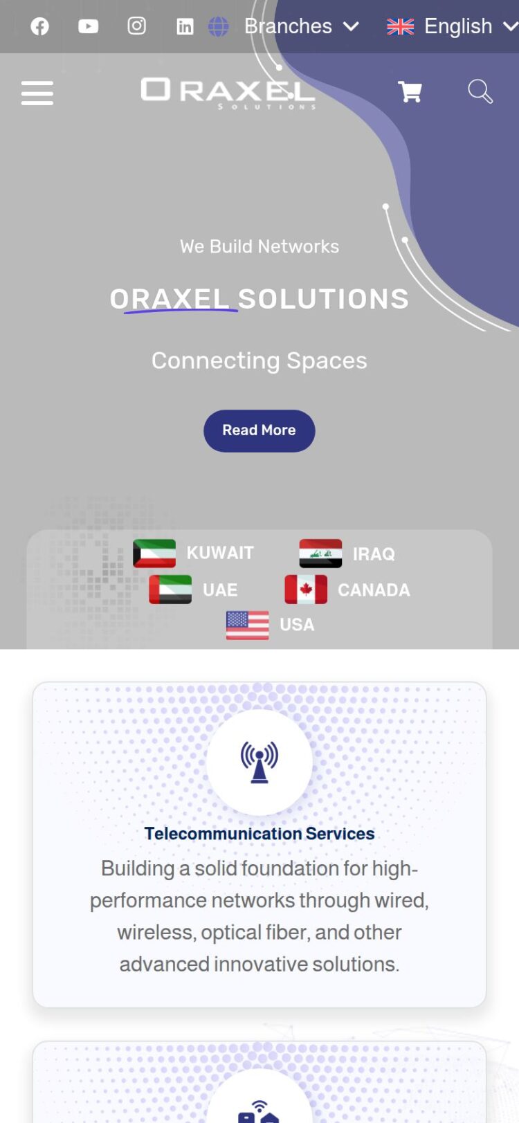 الموقع التعريفي لشركة أوراكسل بتصميم متجاوب على شاشة الجوال