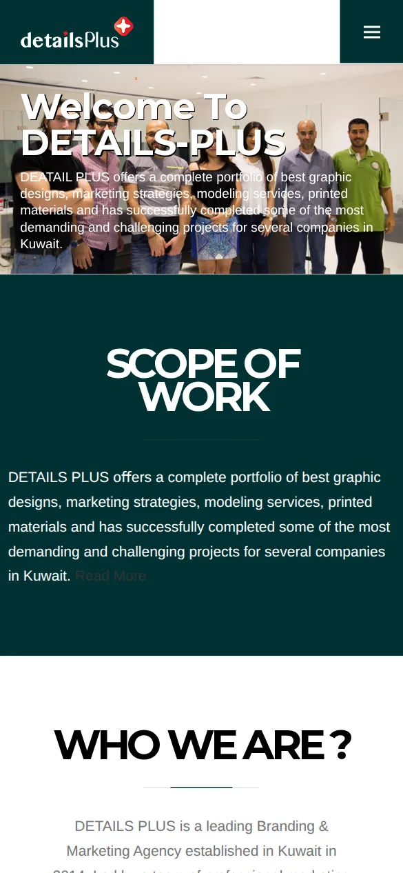 Details Plus Website Design - responsive mobile view