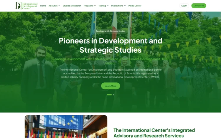 International Development Center Website Design - desktop view