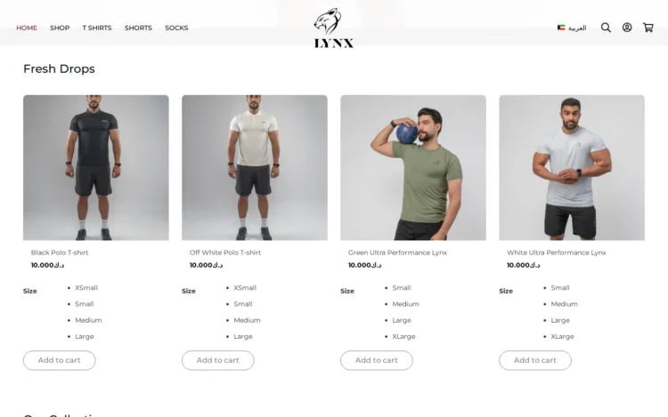 Lynx Online Store Design - desktop view