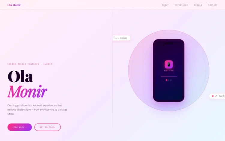 Ola Monir Website Design - desktop view