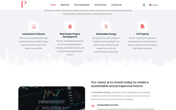 PowerNest Holding Website Design - desktop view