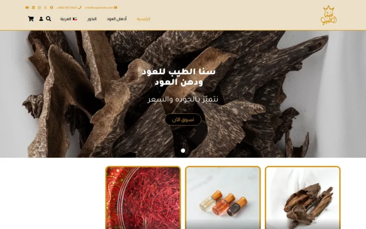 الصفحة الرئيسية لـمتجر سنا الطيب على الكمبيوتر